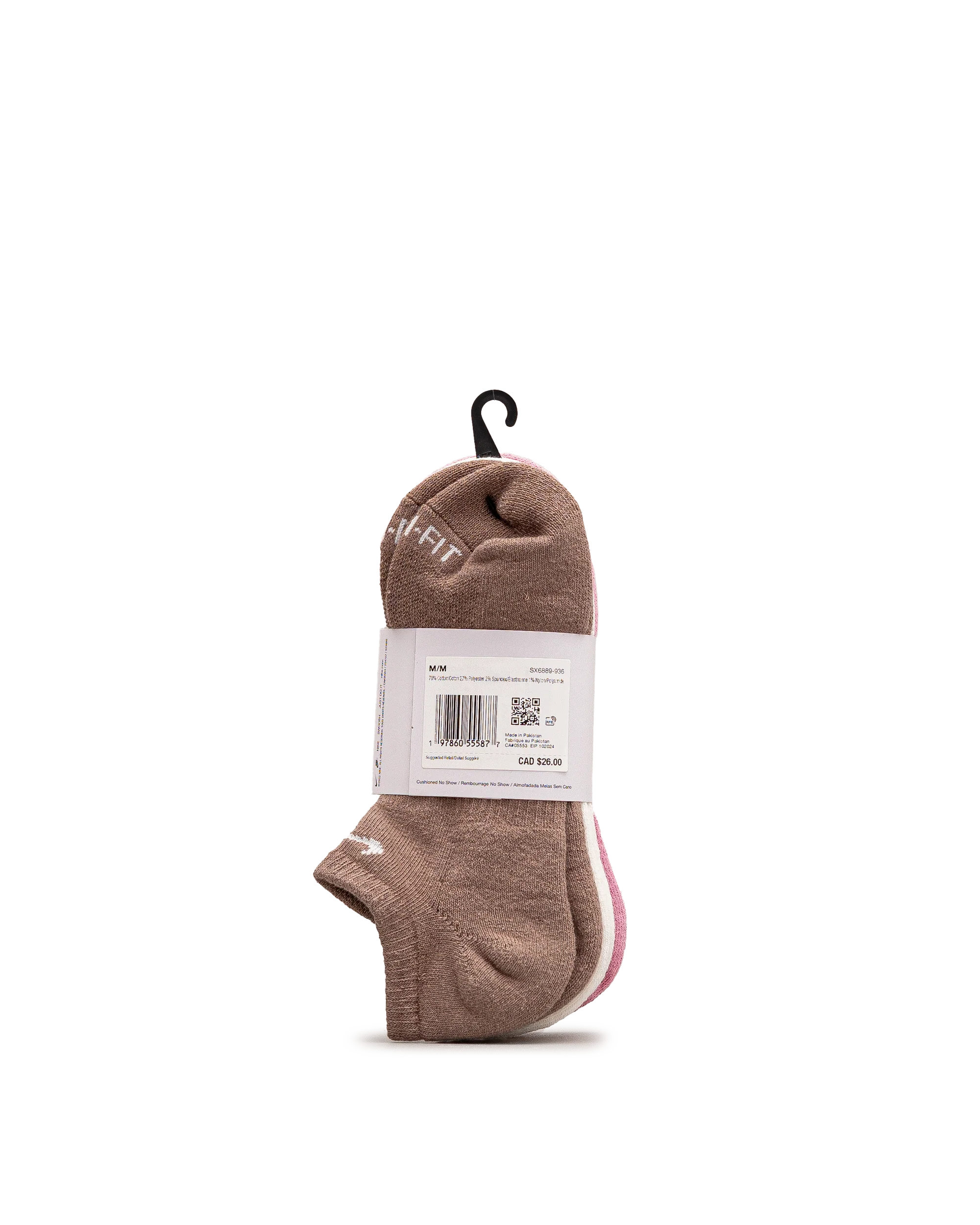 Unisex no show socks 3pk - Rose pale - #98B-20 - Image 3