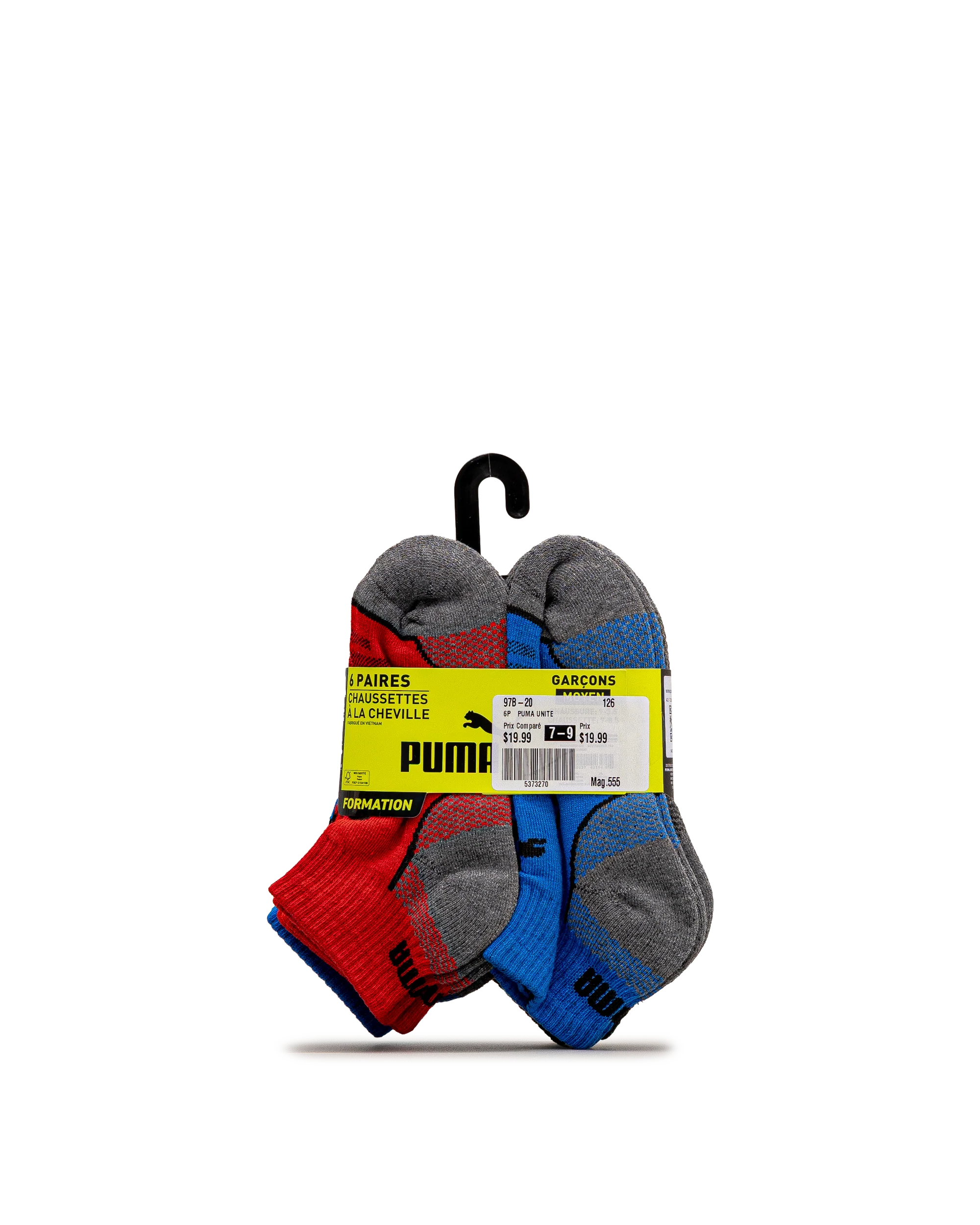 Boys 6pk qtr crew socks - Rouge/bleu - #97B-20 - Image 2